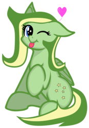 Size: 942x1356 | Tagged: safe, artist:didgereethebrony, artist:zeka10000, oc, oc only, oc:boomerang beauty, pegasus, pony, base used, cute, cutie mark, floating heart, heart, looking at you, mlem, one eye closed, silly, solo, tongue out, wink