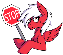 Size: 1906x1652 | Tagged: safe, artist:exvius, oc, oc only, oc:stoppone, pegasus, pony, bust, solo, stop sign