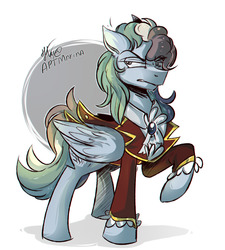 Size: 1270x1410 | Tagged: safe, artist:artmarina-arts, rainbow dash, pegasus, pony, the count of monte rainbow, g4, abstract background, alternate hairstyle, circle background, clothes, edmond dantes, female, rainbow dantes, raised hoof, solo, the count of monte cristo