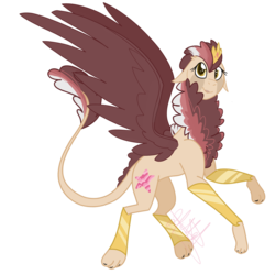 Size: 1280x1280 | Tagged: safe, artist:chelseawest, oc, oc only, oc:jagged pink agate, hybrid, pony, crown, female, jewelry, regalia, simple background, solo, transparent background