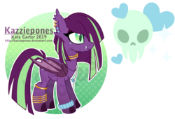 Size: 1024x697 | Tagged: safe, artist:kazziepones, oc, oc only, oc:spooky sweets, bat pony, pony, bat pony oc, ear piercing, earring, female, jewelry, mare, piercing, reference sheet, simple background, skull, slit pupils, solo, transparent background