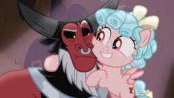 Size: 1920x1080 | Tagged: safe, screencap, cozy glow, lord tirek, centaur, pegasus, pony, frenemies (episode), g4, belly, better way to be bad, cheek squish, cheek to cheek, cozy glow is best facemaker, cozybetes, cute, duo, female, filly, foal, grin, male, nose piercing, nose ring, piercing, septum piercing, smiling, squishy cheeks