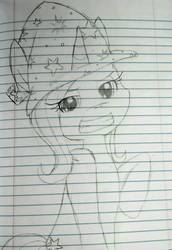 Size: 1322x1920 | Tagged: safe, artist:crimsonclarity, trixie, pony, g4, female, lined paper, looking at you, solo, traditional art