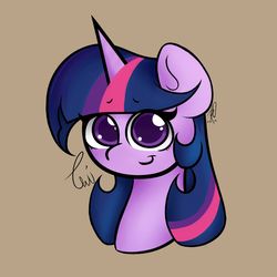 Size: 1280x1280 | Tagged: safe, artist:hopefulsparks, twilight sparkle, alicorn, pony, g4, avatar, bust, cute, female, looking at you, portrait, simple background, solo, tan background, twiabetes, twilight sparkle (alicorn)