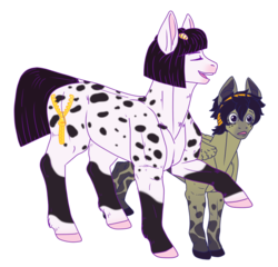 Size: 760x730 | Tagged: safe, artist:guidomista, earth pony, pegasus, pony, accessory, amazed, anime, appaloosa, bruno buccellati, clothes, coat markings, crossover, eyes closed, friends, hat, height difference, hooves, jojo, jojo's bizarre adventure, male, messy hair, messy mane, narancia ghirga, open mouth, pointing, ponified, realistic anatomy, realistic horse legs, simple background, socks (coat markings), splotches, spots, spotted, stallion, standing, straight hair, straight mane, straight tail, surprised, talking, transparent background, vento aureo, wide eyes, zipper