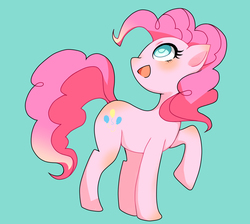Size: 1200x1077 | Tagged: safe, artist:saiduki, pinkie pie, earth pony, pony, g4, blue background, blushing, colored pupils, cute, diapinkes, female, mare, open mouth, pixiv, simple background, solo