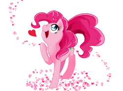 Size: 1038x769 | Tagged: safe, artist:saiduki, pinkie pie, earth pony, pony, g4, cute, diapinkes, female, heart, mare, open mouth, pixiv, simple background, solo, white background