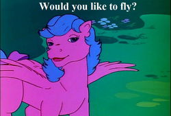 Size: 711x480 | Tagged: safe, edit, edited screencap, editor:korora, screencap, firefly, g1, rescue at midnight castle, bedroom eyes, bow, bronybait, cute, flyabetes, out of context, speech, tail bow