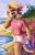 Size: 1600x2498 | Tagged: safe, artist:saxopi, oc, oc only, oc:double, anthro, beach, ocean, solo, sunglasses