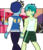 Size: 4307x5014 | Tagged: safe, artist:orin331, gallus, sandbar, human, equestria girls, g4, bracelet, clothes, equestria girls-ified, gay, gym shorts, holding hands, jacket, jeans, jewelry, legs, looking at each other, male, pants, ship:gallbar, shipping, shorts, simple background, sleeveless, smiling, tank top, transparent background, varsity jacket