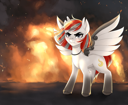 Size: 2664x2200 | Tagged: safe, artist:pinklemon23, artist:winnigrette, pony, fire, high res, solo, ych result