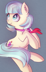 Size: 1175x1848 | Tagged: safe, artist:autumnvoyage, coco pommel, pony, g4, female, looking at something, simple background, smiling, solo