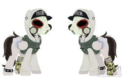 Size: 686x438 | Tagged: safe, artist:nazori, oc, oc only, pegasus, pony, base used, clothes, gas mask, hat, hollywood undead, hoodie, j-dog, male, mask, no eyes, pegasus oc, ponified, rapper, simple background, socks, solo, stallion, transparent background, watermark