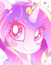 Size: 1650x2100 | Tagged: safe, artist:sohmasatori, princess cadance, alicorn, pony, g4, beautiful, blushing, cute, cutedance, female, heart, looking at you, mare, pretty, smiling, solo