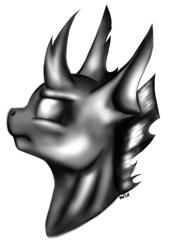 Size: 1663x2418 | Tagged: safe, artist:noxi1_48, oc, oc only, oc:noxi, changeling, pony, black and white, bust, changeling oc, determined, digital art, female, grayscale, horn, monochrome, reformed, simple background, solo, white background