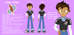 Size: 2666x1280 | Tagged: safe, artist:succubi samus, oc, oc only, oc:copper plume, equestria girls, g4, clothes, commission, commissioner:imperfectxiii, cutie mark, equestria girls-ified, glasses, male, reference sheet, scarf, simple background