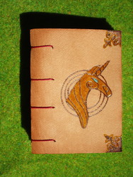 Size: 2048x1536 | Tagged: safe, artist:malte279, pony, friendship is magic, g4, book, book cover, cover, craft, leather, leather painting, once upon a time in the magical land of equestria…, pyrography, traditional art