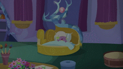 Size: 1920x1080 | Tagged: safe, screencap, rarity, spike, dragon, pony, unicorn, dragon dropped, g4, animated, bed, clothes, female, hat, male, mare, nightcap, pajamas, pillow, rarara, scared, sleeping, sound, spike's bed, spike's room, webm, winged spike, wings, you know for kids