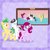 Size: 1200x1200 | Tagged: safe, artist:knadire, oc, oc only, oc:alby roo, oc:scarlet quill (unicorn), oc:very melon, earth pony, pegasus, pony, unicorn, 2015, 2019, angry, beach, cake, cute, female, food, group, male, smiling, splash, water