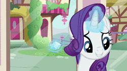 Size: 1920x1080 | Tagged: safe, screencap, rarity, pony, unicorn, dragon dropped, g4, animated, female, gem, glowing horn, horn, licking, no sound, tongue out, webm