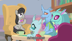 Size: 1280x720 | Tagged: safe, screencap, carapace (character), ocellus, octavia melody, spiracle, changedling, changeling, earth pony, pony, a horse shoe-in, chinese, subtitles