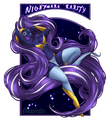 Size: 2700x3000 | Tagged: safe, artist:bunnynha, nightmare rarity, human, g4, armpits, female, high res, horn, horned humanization, humanized, pony coloring, simple background, solo, transparent background