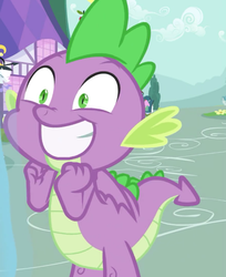 Size: 587x720 | Tagged: safe, screencap, spike, dragon, dragon dropped, g4, claws, cropped, cute, faic, male, reaction image, smiling, solo, spikabetes, squee, tail, winged spike, wings