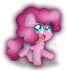Size: 1153x1239 | Tagged: safe, artist:bubbly-storm, pinkie pie, earth pony, pony, g4, chest fluff, cute, diapinkes, ear fluff, female, fluffy, heart eyes, leg fluff, open mouth, simple background, solo, transparent background, wingding eyes