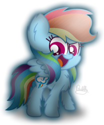 Size: 1120x1348 | Tagged: safe, artist:bubbly-storm, rainbow dash, pegasus, pony, g4, chest fluff, chibi, cute, dashabetes, ear fluff, female, fluffy, heart eyes, leg fluff, mare, open mouth, simple background, solo, speedpaint available, transparent background, wingding eyes