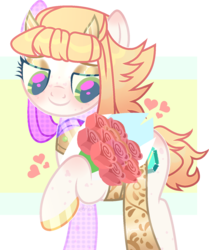 Size: 1247x1494 | Tagged: safe, artist:daydreamprince, oc, oc only, earth pony, pony, base used, bouquet, female, flower, mare, solo