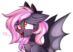 Size: 4104x2946 | Tagged: safe, artist:mint-light, oc, oc:sak, bat pony, pony, vampire, vampony, ahegao, bat pony oc, bat wings, blushing, chest fluff, collar, commission, female, jewelry, mare, open mouth, red eyes, simple background, teenager, tiara, transparent background, wings, ych result