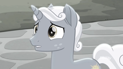 Size: 1366x768 | Tagged: safe, screencap, sunny skies, pony, unicorn, g4, my little pony: rainbow roadtrip, desaturated, discovery family logo, grayscale, hope hollow, male, monochrome, palindrome get, road, sad, solo, stallion