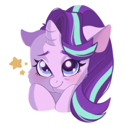 Size: 4592x4600 | Tagged: safe, artist:jellynut, starlight glimmer, pony, unicorn, g4, absurd resolution, cheek fluff, cute, female, floppy ears, glimmerbetes, mare, simple background, smiling, stars, weapons-grade cute, white background