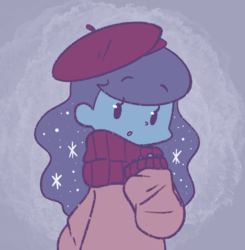Size: 634x648 | Tagged: safe, artist:typhwosion, princess luna, human, g4, :o, beady eyes, beret, blue background, clothes, cute, female, hat, humanized, looking at you, lunabetes, open mouth, scarf, solo, sweater