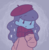 Size: 634x648 | Tagged: safe, artist:typhwosion, princess luna, human, g4, :o, beady eyes, beret, blue background, clothes, cute, female, hat, humanized, looking at you, lunabetes, open mouth, scarf, solo, sweater
