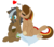 Size: 390x345 | Tagged: safe, artist:imborednstuff, oc, oc:cookie dough, oc:silver shore, pony, blushing, early pregnancy, heart, pillow, pregnant, shocked expression