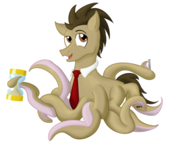 Size: 1784x1524 | Tagged: safe, artist:sixes&sevens, doctor whooves, time turner, monster pony, octopony, original species, g4, doctor who, male, necktie, simple background, solo, sonic screwdriver, species swap, tentacles, transparent background