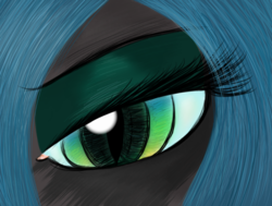 Size: 888x672 | Tagged: dead source, safe, artist:fladdrarblyg, queen chrysalis, changeling, changeling queen, g4, close-up, eye, eyelashes, female, slit pupils, solo