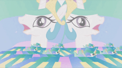 Size: 900x508 | Tagged: safe, artist:viva reverie, princess celestia, alicorn, pony, princess celestia being deep, g4, animated, celestellation, dancing, female, gif, immatoonlink, it came from youtube, majestic as fuck, mare, multeity, show accurate, singing, wat, youtube link