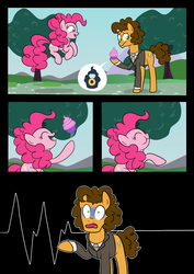 Size: 1076x1518 | Tagged: safe, artist:ashidaii, cheese sandwich, pinkie pie, pony, g4, clothes, comic, cupcake, female, food, male, ring, ship:cheesepie, shipping, straight, suit