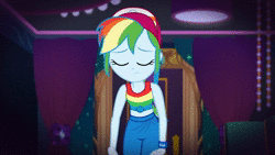 Size: 1920x1080 | Tagged: safe, screencap, rainbow dash, equestria girls, equestria girls specials, g4, my little pony equestria girls: better together, my little pony equestria girls: spring breakdown, animated, close-up, clothes, female, geode of super speed, hat, hips, magical geodes, no sound, solo, swaying hips, webm