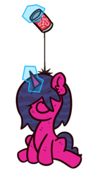 Size: 600x1080 | Tagged: safe, artist:threetwotwo32232, oc, oc only, oc:fizzy pop, pony, unicorn, coke, female, levitation, magic, mare, newbie artist training grounds, soda, solo, telekinesis