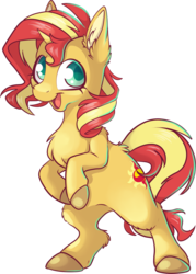 Size: 3188x4450 | Tagged: safe, artist:cutepencilcase, sunset shimmer, pony, unicorn, g4, chest fluff, cute, female, mare, rearing, shimmerbetes, simple background, solo, transparent background