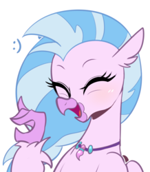 Size: 2391x2748 | Tagged: safe, artist:maren, silverstream, classical hippogriff, hippogriff, g4, cute, diastreamies, eyes closed, female, high res, open mouth, simple background, solo, white background