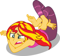Size: 1694x1600 | Tagged: safe, artist:seahawk270, artist:yogfan, sunset shimmer, equestria girls, equestria girls series, g4, wake up!, spoiler:choose your own ending (season 2), spoiler:eqg series (season 2), barefoot, clothes, feet, female, horse on a bike, open mouth, pants, simple background, solo, transparent background, vector, wake up!: rainbow dash, yoga, yoga pants, yoga pose