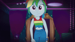 Size: 1200x675 | Tagged: safe, screencap, rainbow dash, equestria girls, equestria girls specials, g4, my little pony equestria girls: better together, my little pony equestria girls: spring breakdown, animated, beautiful, clothes, female, front knot midriff, gif, hips, midriff, sleeveless, swaying hips, tank top