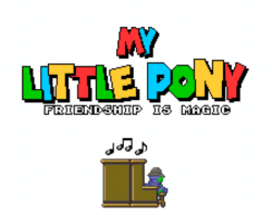 Size: 1024x812 | Tagged: safe, artist:tarkan809, spike, dinosaur, dragon, yoshi, g4, over a barrel, gif, hat, music, music notes, musical instrument, musician, non-animated gif, piano, pixel art, solo, style emulation, super mario bros., super mario world, title drop, video