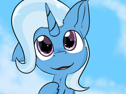 Size: 2834x2125 | Tagged: safe, artist:jubyskylines, trixie, pony, unicorn, g4, chest fluff, cute, diatrixes, female, heart eyes, high res, looking at you, mare, open mouth, raised hoof, smiling, solo, wingding eyes