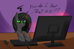 Size: 1484x1000 | Tagged: safe, artist:renarde-louve, oc, oc only, oc:renarde-louve, alicorn, pony, atg 2019, computer mouse, computer screen, female, keyboard, newbie artist training grounds, solo