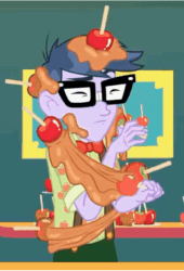 Size: 450x661 | Tagged: safe, screencap, micro chips, equestria girls, equestria girls specials, g4, my little pony equestria girls: better together, my little pony equestria girls: rollercoaster of friendship, animated, clothes, cropped, eyes closed, gif, glasses, male, solo